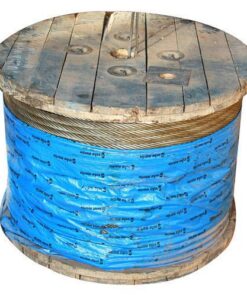 Steel wire rope on a wooden drum