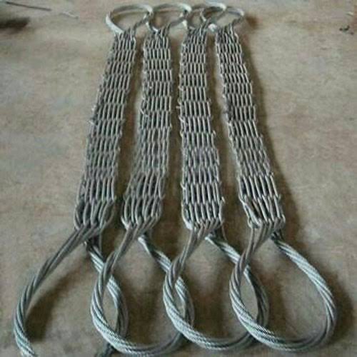 Four galvanised wire rope slings with spliced eyes