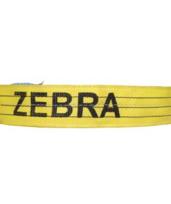 Yellow Zebra webbing sling label close-up