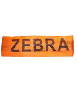 Orange Zebra webbing sling label close-up