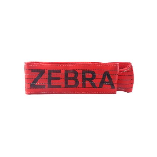 Red Zebra webbing sling label close-up