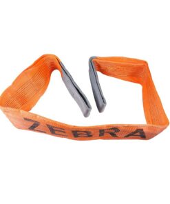 Orange Zebra polyester flat webbing sling with grey eyes