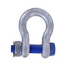 Galvanised Sealinkers bow shackle with blue bolt, nut and pin