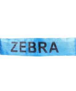 Blue Zebra webbing sling label close-up