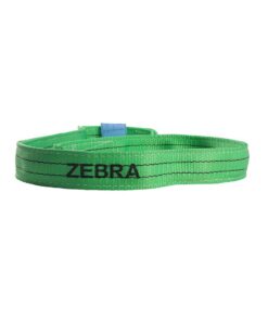 Green Zebra webbing sling label close-up
