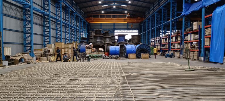 Inside the Sealinkers warehouse with wire rope reels and stock